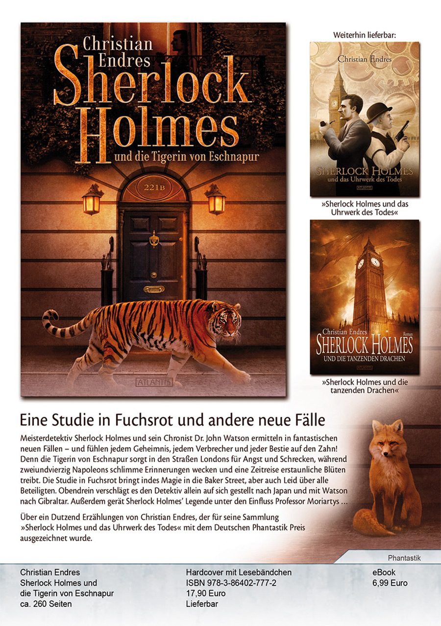 »Sherlock Holmes und die Tigerin von Eschnapur« im aktuellen Atlantis-Katalog